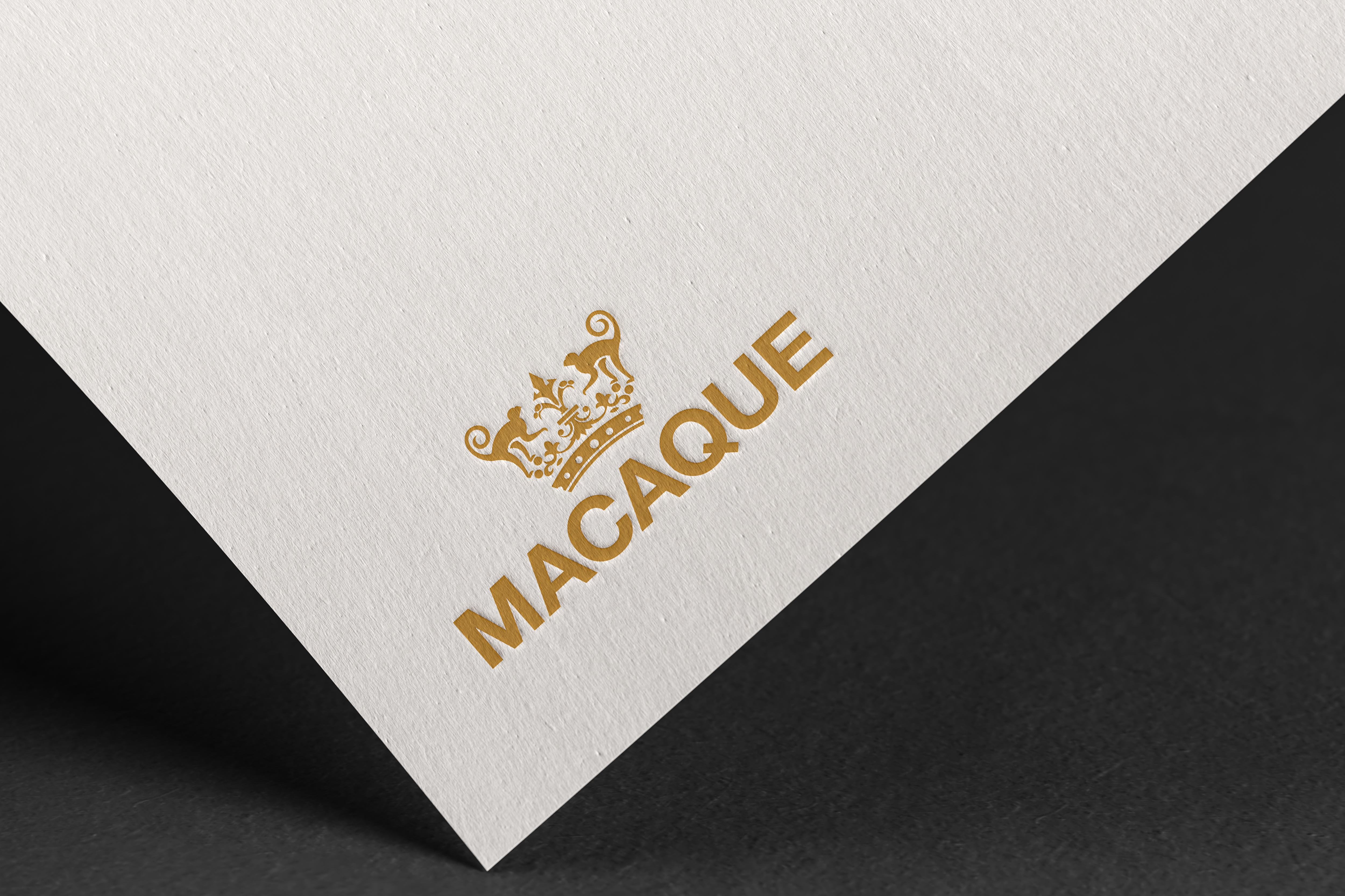 embossed logo macaque