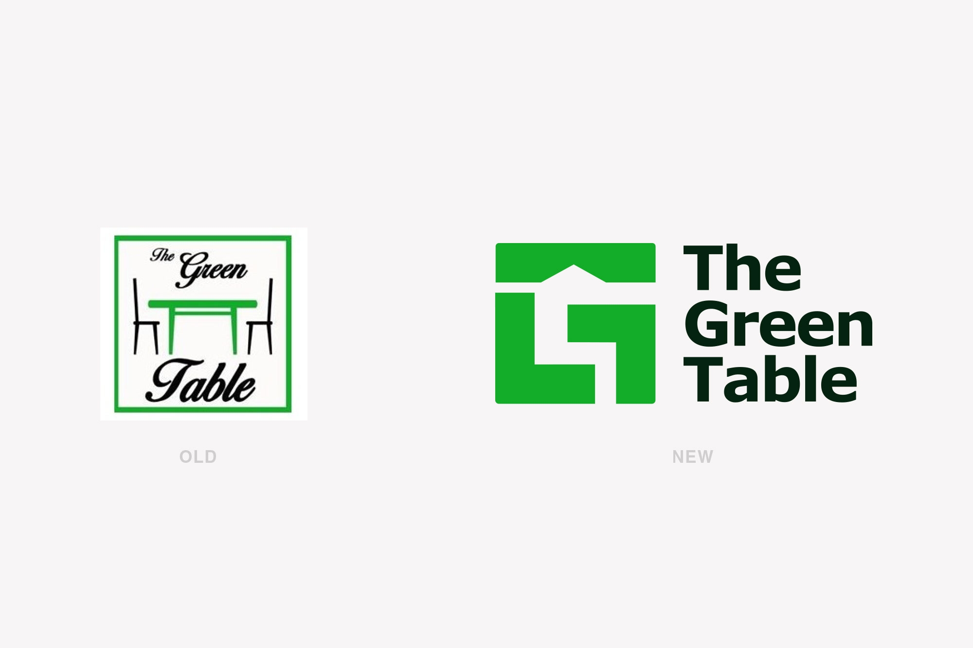 The Green Table Ph - Old and new - Before and after logos - Tribox Design