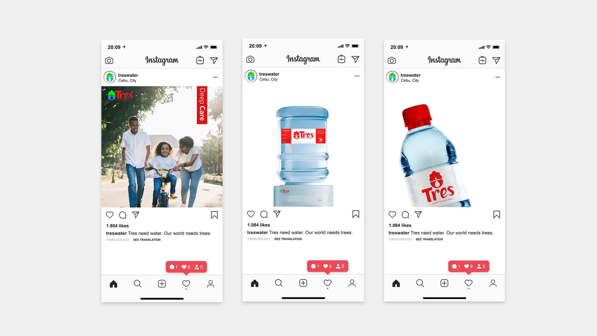Tres Water Company - Instagram Design