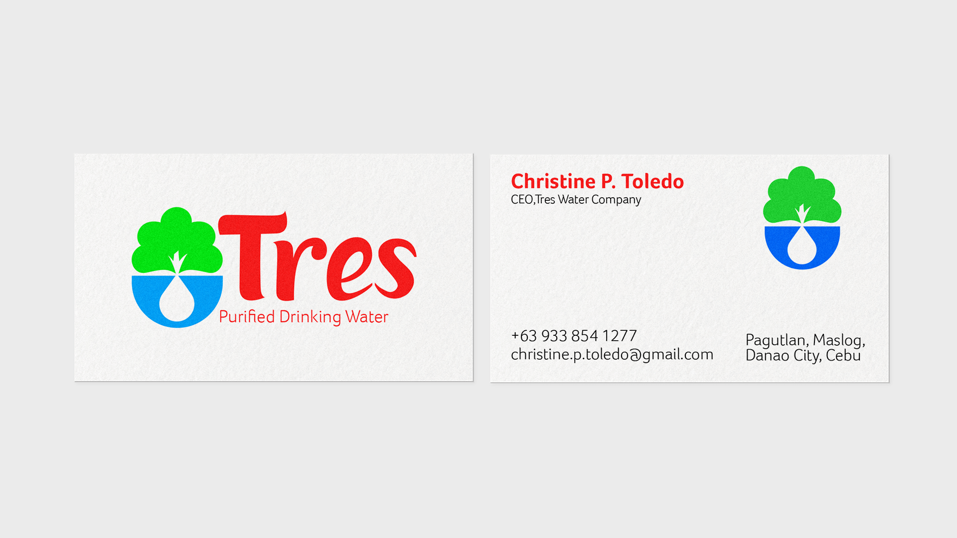 Tres Water Company - Business Card Design